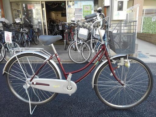 中古自転車２９５８　日本製　前後タイヤ新品！　２６インチ　ギヤなし　ダイナモライト