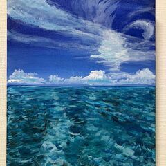 絵画　直筆『瑠璃の島　鳩間ブルー』キャンバス原画　沖縄