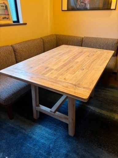 《中古格安/値下げ》ウニコ unico マノア MANOA リビング ダイニング テーブル アカシア無垢材 W120cm 西海岸 ナチュラル 定価￥50,600-