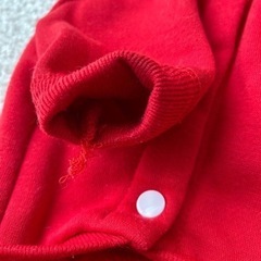 問い合わせがない為処分品　ペット服　古着　つなぎ　赤　サイズL の画像