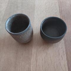 新品、珠洲焼、田端和樹男作、ペア湯呑み、2個