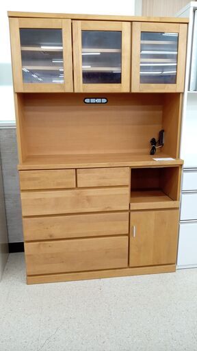 ★ジモティ割あり★ (有)福山木工所 レンジボード ナチュラル H191×D45×W120 クリーニング済み TJ4650