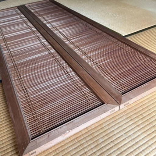 欄間　組子細工　建具　古民家　4枚セット アンティーク建具 組子細工が上品な両面ガラス入り欄間1枚