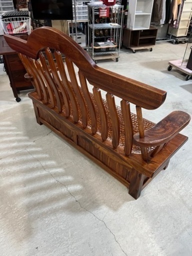 ✨️超絶オシャレ!!✨️ 木製 ベンチソファ 座面なぐり加工 ヴィンテージ調 高級家具 ハンドメイド家具