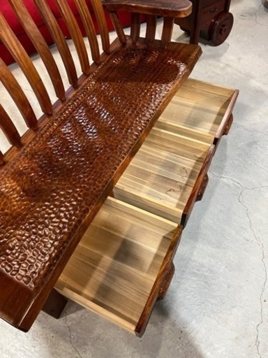 ✨️超絶オシャレ!!✨️ 木製 ベンチソファ 座面なぐり加工 ヴィンテージ調 高級家具 ハンドメイド家具