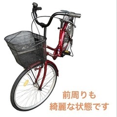ママチャリ 自転車 24インチ 赤色 NO.477の画像