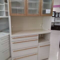 ★ジモティ割あり★ 河口家具 レンジボード 木目ホワイトベージュ W120×D48×H195 クリーニング済み TC1971