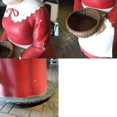 ステラおばさん風 等身大フィギュア 像 約160cm 台座キャスター 看板 オブジェ 赤い服の女性 札幌市 東区 新道東店の画像