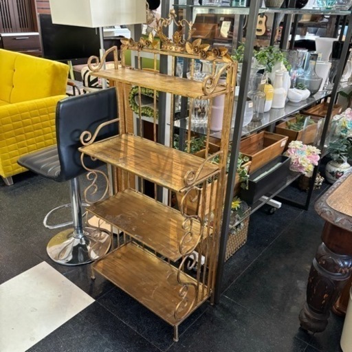 ゴールド アイアンシェルフ シェルフ フラワースタンド スタンド オープンシェルフ インテリア アンティーク エレガント クラシカル クラシック