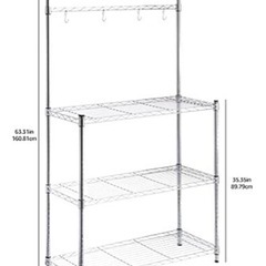 キッチン収納ラック 金属製 木製調理台付きの画像