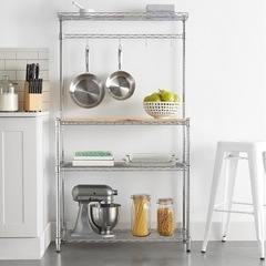 キッチン収納ラック 金属製 木製調理台付き