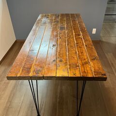 カフェ風ダイニングテーブル 無垢材 ヴィンテージ アイアン脚