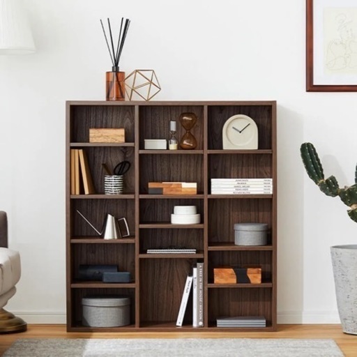 LOWYA本棚 ウォルナット ブラウン【4つセット】