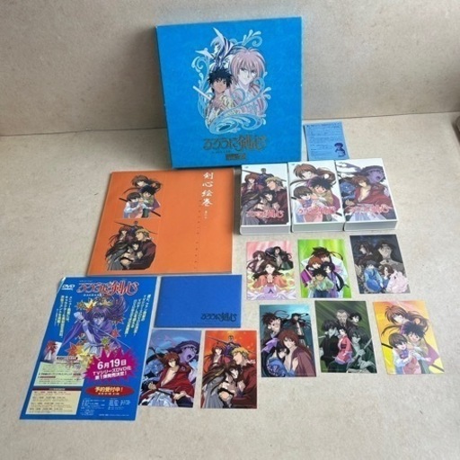 k309605 アニメ VHS るろうに剣心VHS-BOX7＜3巻組＞ 動作未確認 アニメ 解説書付き 剣心名勝負集 ビデオ 中古 現物品 カード