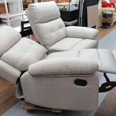 R232 NITORI 手動リクライニング2Pソファ、ベージュ布製、幅140cm Used 