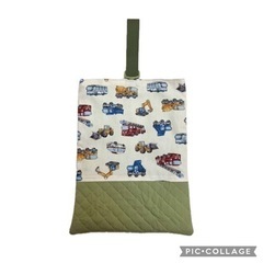 【2024新作】ハンドメイド　働く車の上履き入れ　シューズケース　働く車　乗り物　入園グッズ　通園通学の画像