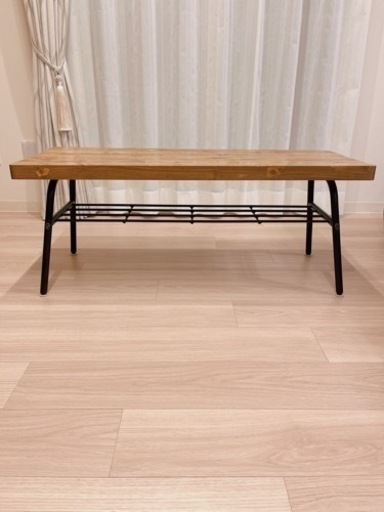 ニトリ　ローテーブル　パイン材無垢