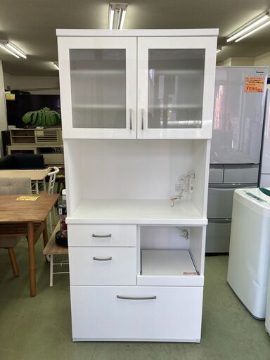 美品】ニトリ キッチンボード 食器棚 レンジ台(コパン T 80KB WH