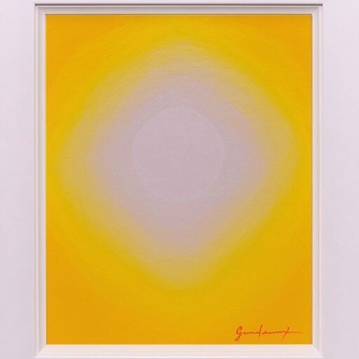 新絵具U35と伝統のフランス油絵具使用●『黄色のひかり』●がんどうあつし絵画額付