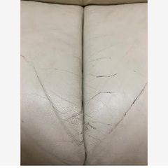 無料‼️３人掛けソファ　オフホワイト　本革の画像