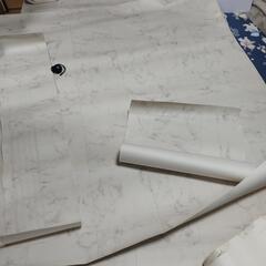 大理石柄フロアマット(白)