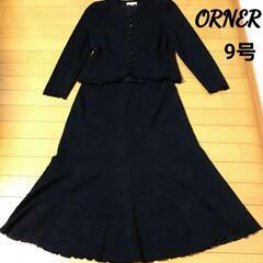 ORNER【9号】式服　婦人服♡総柄♡肩パット♡黒　フォーマルド...