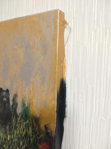 クマの油絵◇1点物の原画◇F4号サイズ/作者サイン入り