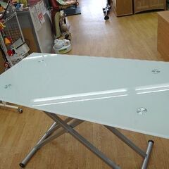 ニトリ ガラス昇降センターテーブル アクティブ 幅120×奥60×高24～75.5cm ホワイト 横キャスター付き リビングテーブル NITORI 札幌市 清田区 平岡の画像