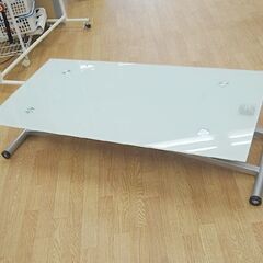 ニトリ ガラス昇降センターテーブル アクティブ 幅120×奥60×高24～75.5cm ホワイト 横キャスター付き リビングテーブル NITORI 札幌市 清田区 平岡の画像