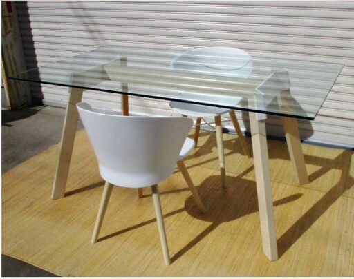 【　配送リクエストOK！　】美品 calligaris ダイニングテーブル PAPER ガラステーブル チェア2脚 セット 高級 カリガリス