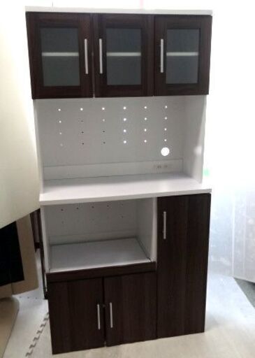 ホームテイスト ツートン食器棚【キッチンボード】（幅90cm×高さ180cmタイプ）札幌市白石区/店頭お引き取り歓迎