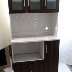 ホームテイスト ツートン食器棚【キッチンボード】（幅90cm×高さ180cmタイプ）札幌市白石区/店頭お引き取り歓迎