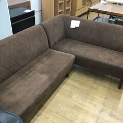 ★ジモティ割あり★  カウチソファ 茶　ﾌﾞﾗｳﾝ W185×D138.　D65×H70 クリーニング済み SJ5243