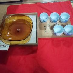 未使用 有田焼湯飲み５個&マルティグラスの大皿