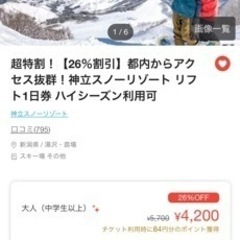 【あんしん決済】【値下げ】神立スノーリゾート　リフト券　1日　ス...