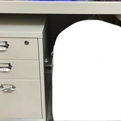 家具 オフィス用家具 机　デスク　チェスト　2点セット　