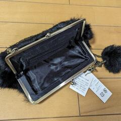 ラビットファー　パーティーバッグ　黒の画像
