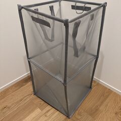 ニトリ　折りたたみメッシュバスケット(L グレー YT01)の画像