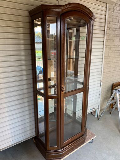 【決まりました】【糸島市内 送料無料】アンティークガラスショーケース 　アンティーク　キャビネット　 48117-4-004