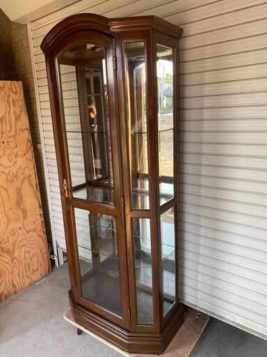 【決まりました】【糸島市内 送料無料】アンティークガラスショーケース 　アンティーク　キャビネット　 48117-4-004