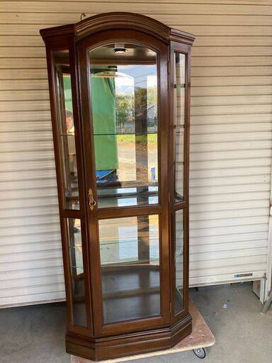 【決まりました】【糸島市内 送料無料】アンティークガラスショーケース 　アンティーク　キャビネット　 48117-4-004