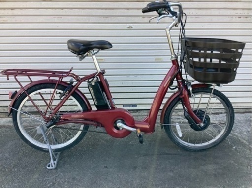 345 ブリヂストン最新機種電動アシスト自転車フロンティア20インチ　ワインレッドアルミ