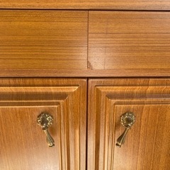 木製キャビネット　昭和レトロ　電話台　洋風　ホワイト　ブラウン　家具 収納家具 キャビネットの画像