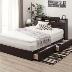 家具 ダブルベッド フレーム ダークブラウン