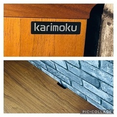 【お譲り先決定しました】カリモク大型TVボード【美品】ガラス付き横格子スライド扉＆引出し2段の画像