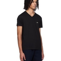 ラコステ メンズ US xsサイズ 美品 ブラック Vネック 半袖 Tシャツの画像