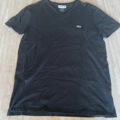 ラコステ メンズ US xsサイズ 美品 ブラック Vネック 半袖 Tシャツの画像