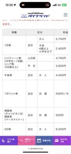 高須ダイナ共通リフト券
