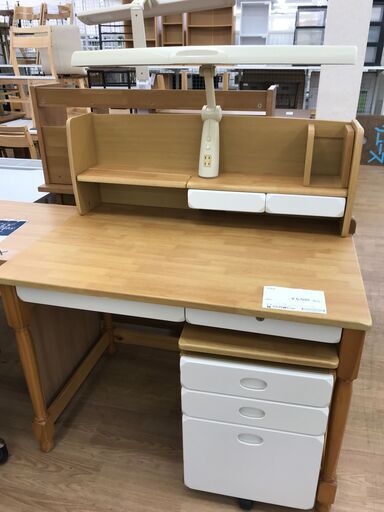 ★ジモティ割あり★  学習机 ナチュラル H108×W100×D68 クリーニング済み KJ4611