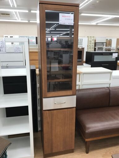★ジモティ割あり★ スリム食器棚 ブラウン H180×W40×D48 クリーニング済み KJ4612